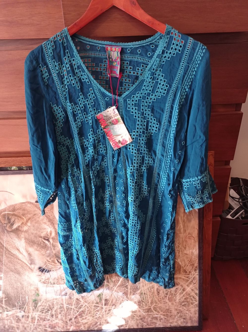 Johnny Was turquoise tunic