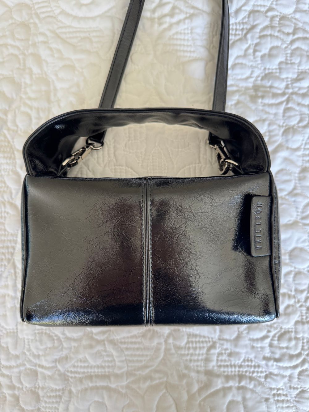 Brie Leon Luca Mini Bag Black Glossy Crinkle