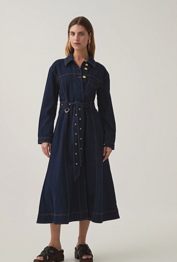AJE Resonance Denim Midi Dress