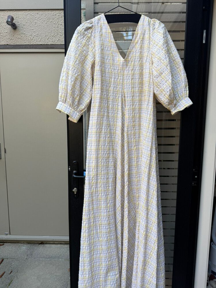 BLANCA White and Yellow Check Midi Dress