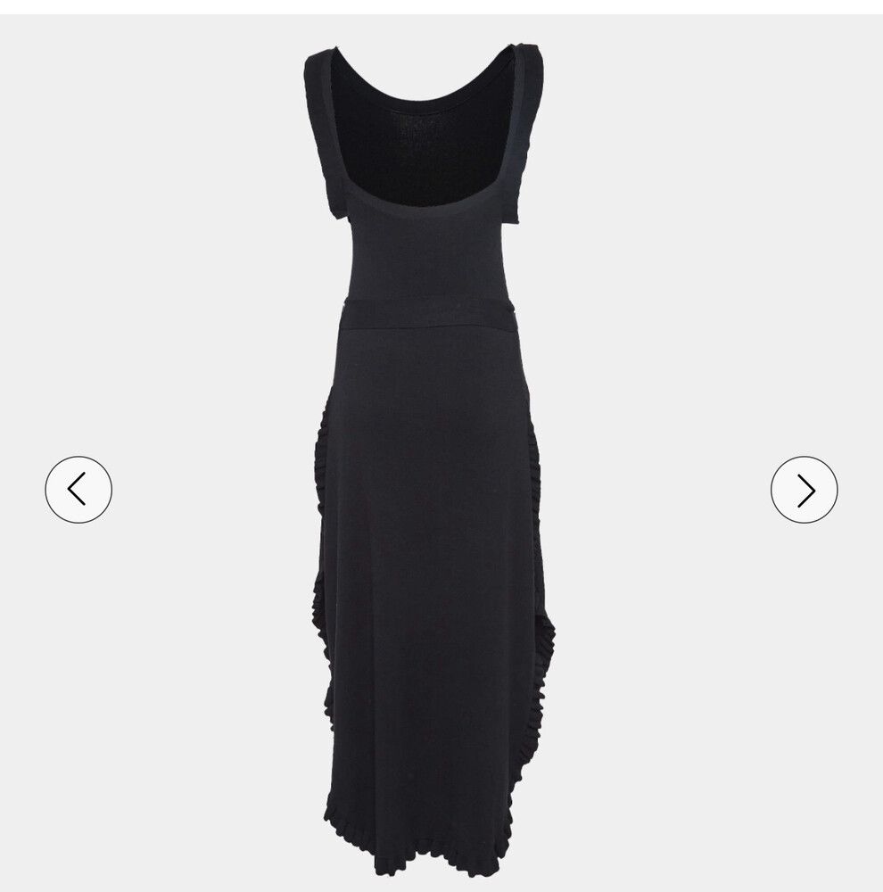 See by Chloe - Black Rib Stretch Knit Ruffled Midi Dress