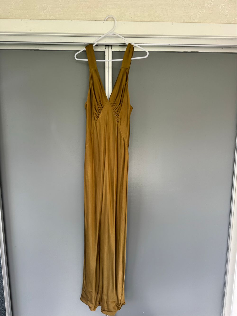 Shona Joy Gold Satin Maxi Dress