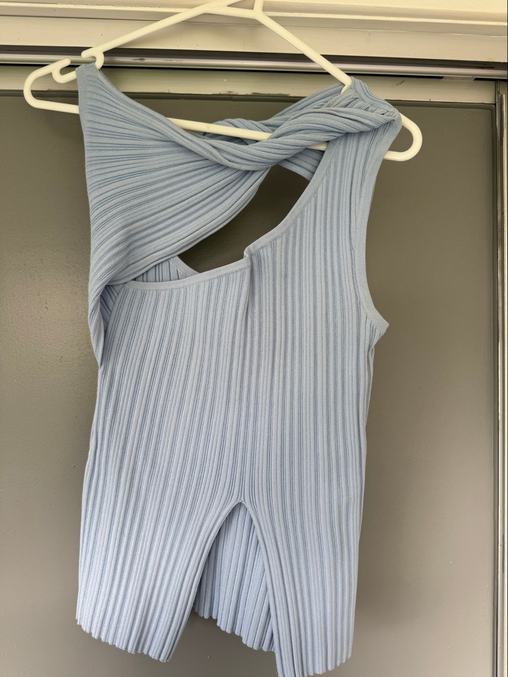 Henne Blue Ribbed Knit Top