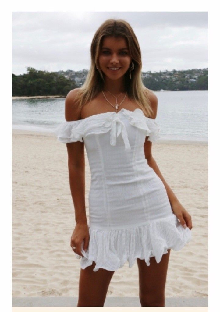 open lace back dress Lucianne Off The Shoulder Mini Dress White main image 0