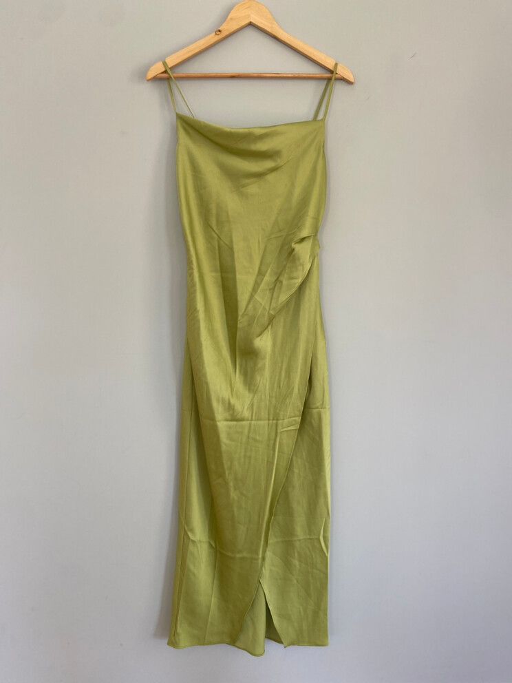 light green dress with hijab Sage Mint Satin Hijab main image 1