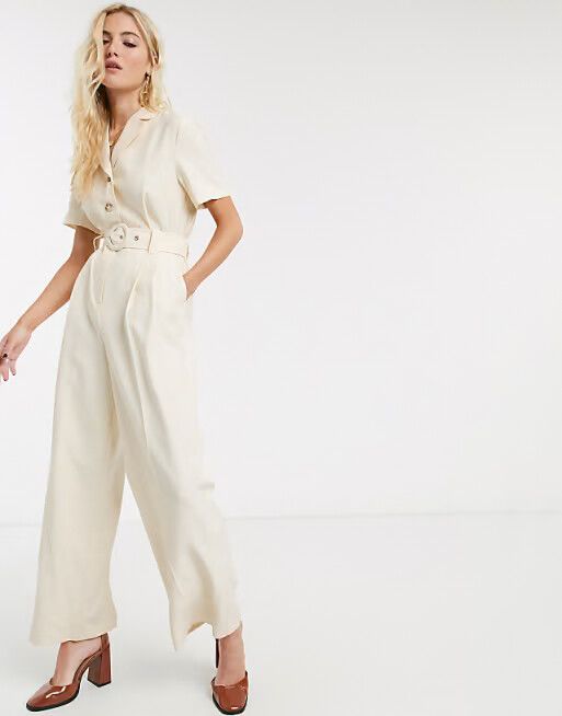 Topshop Cream Jumpsuit