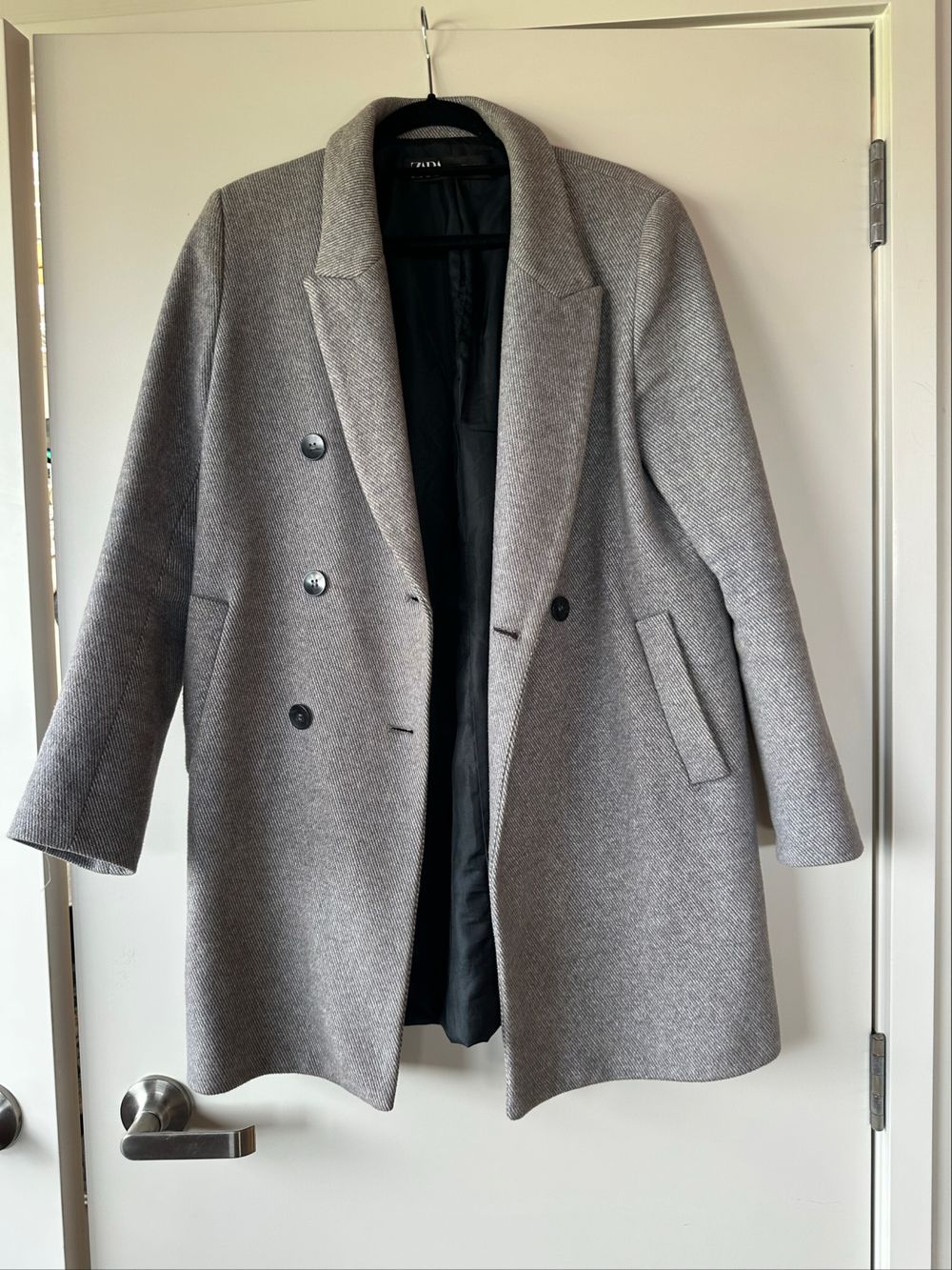 ZARA Grey Double-Breasted Coat