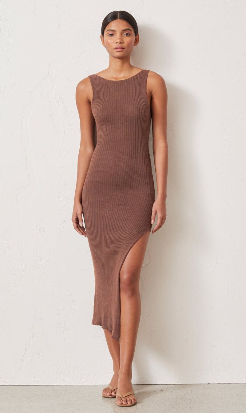 slub knit midi dress Slub-Knit Halter Midi Shift Dress for Women main image 1