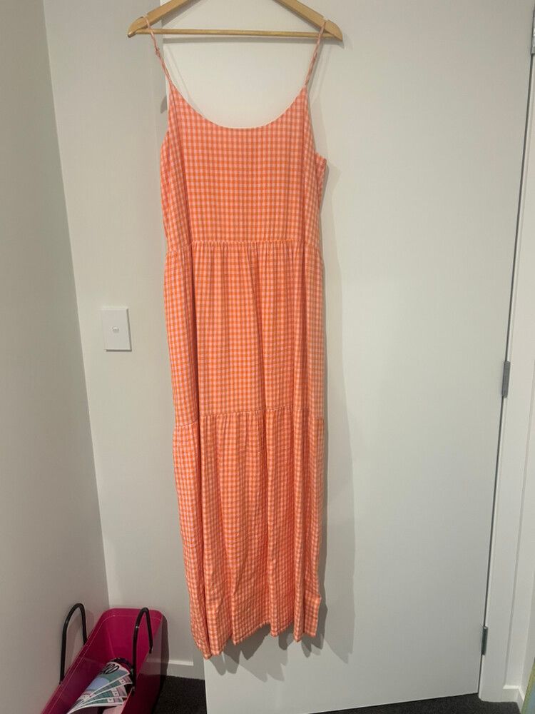 Long Orange Huffer Dress