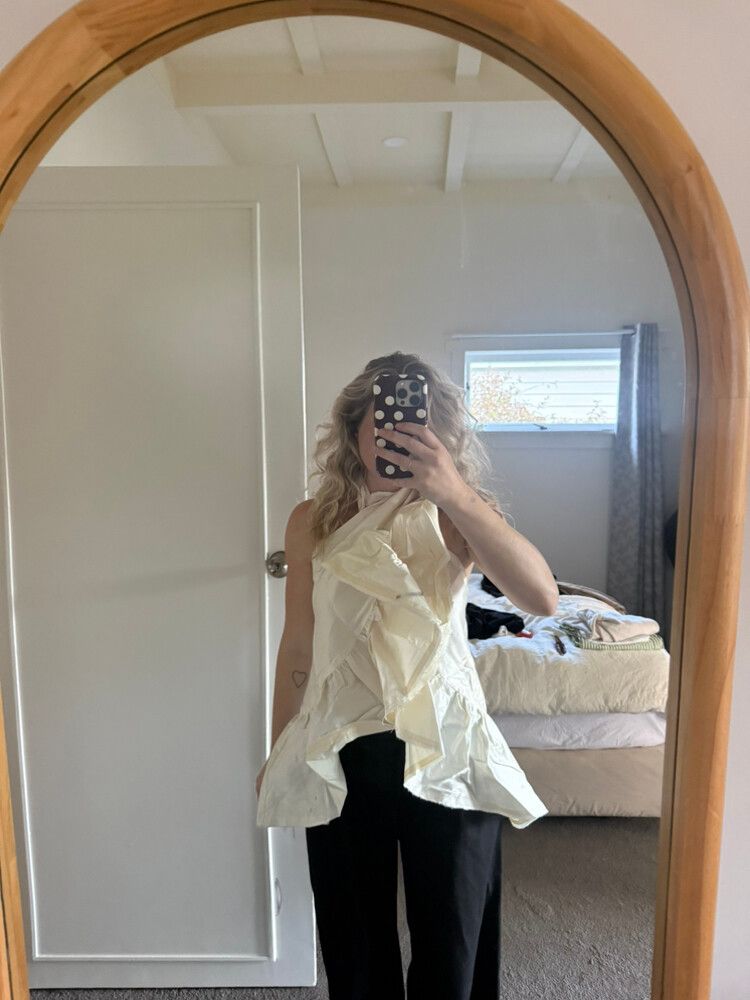 M.A Dainty Quinby Cream Ruffled Top