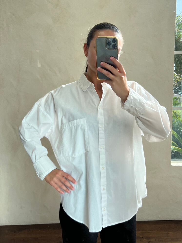 H\u0026M - Oversized Work Shirt - White on Designer Wardrobe