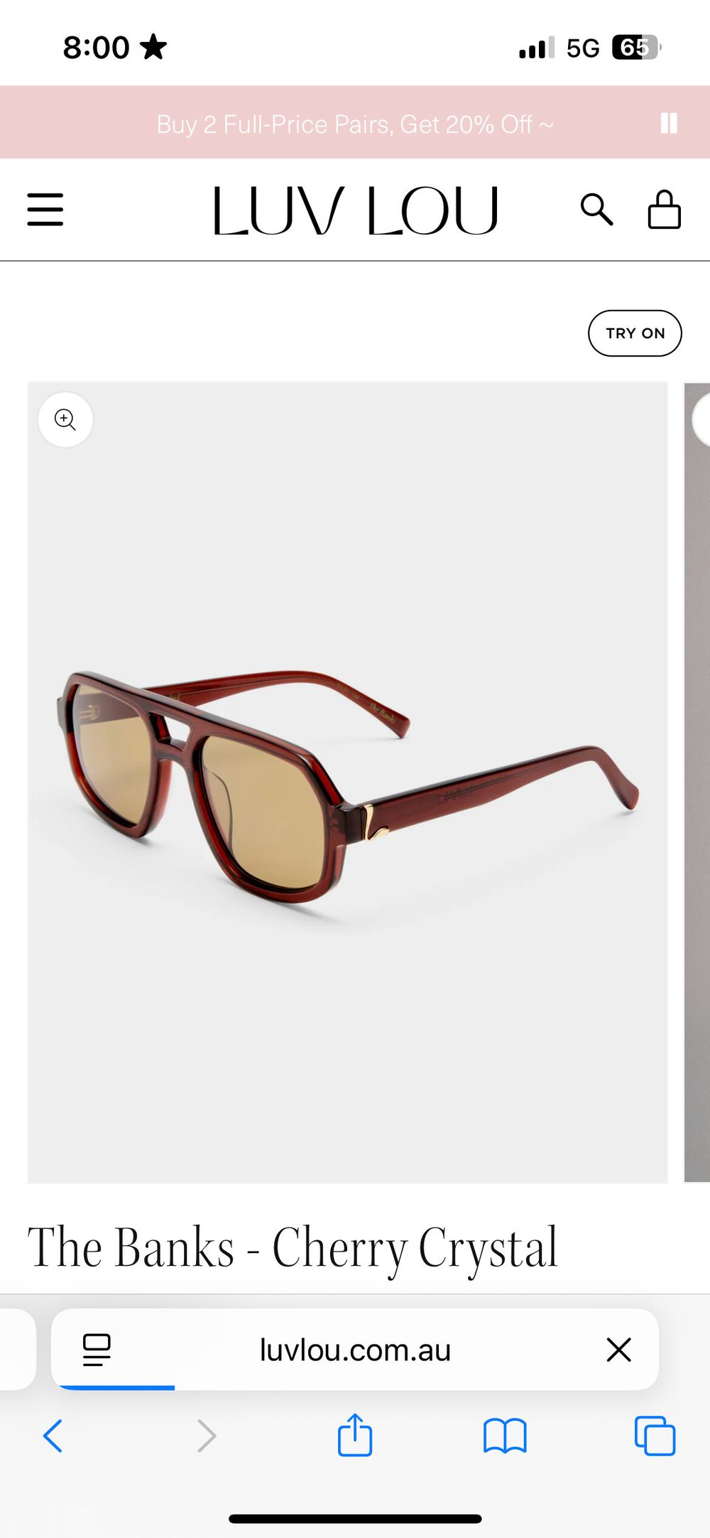 Luv Lou The Banks Cherry Crystal Sunglasses