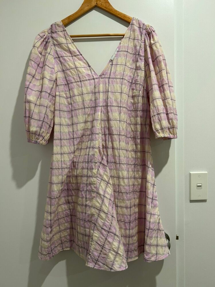 GANNI Seersucker Check Mini Dress