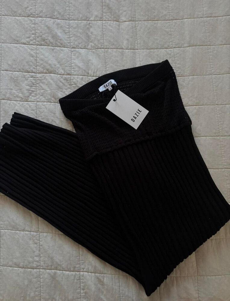 Dazie Black Fall Hard Crochet Maxi Skirt