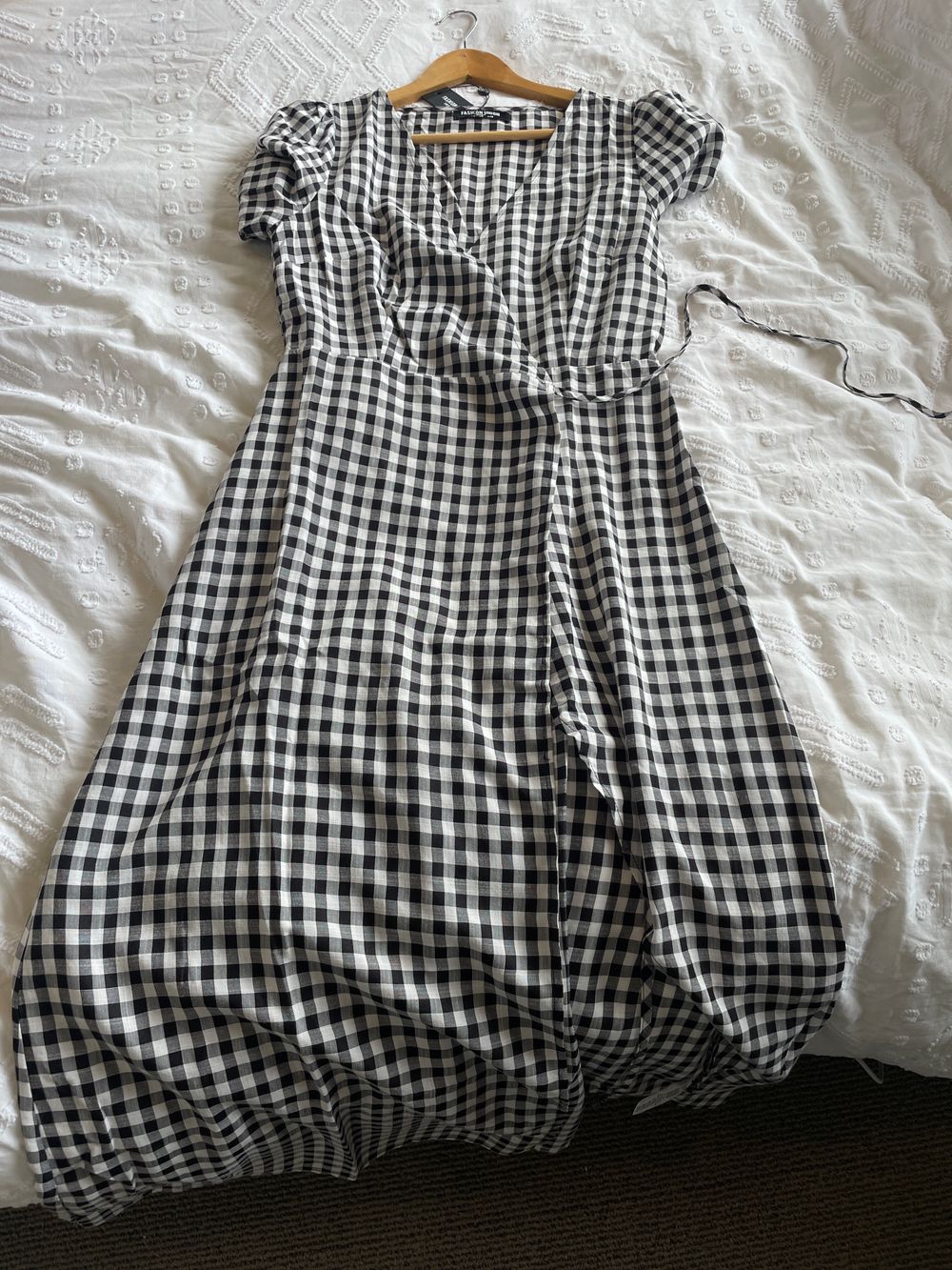 Fashion Union - Checked midi dress with tie waist on Designer Wardrobe