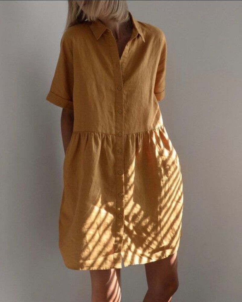 knee length dresses for ladies DECJUBA - Tiered linen shirt dress! 10-12 | Recycle Style