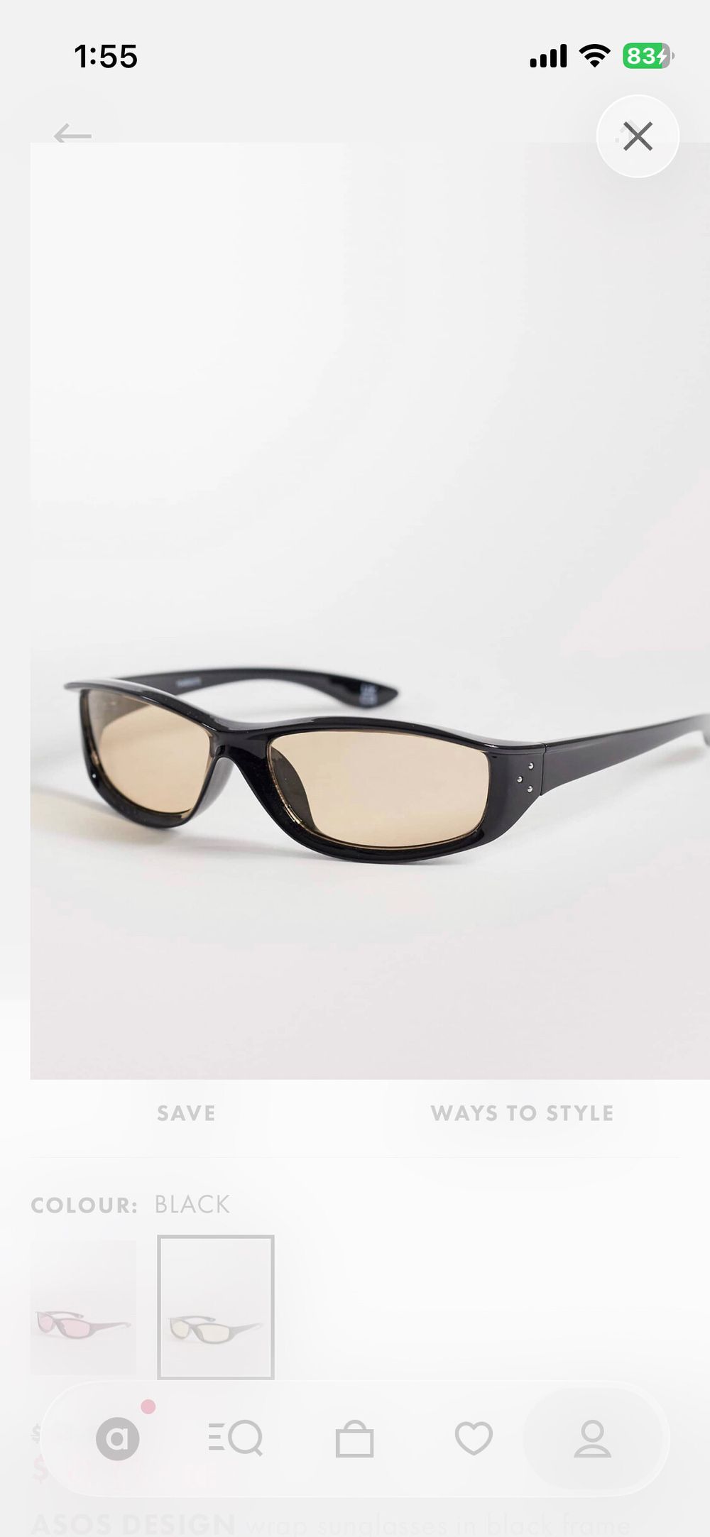 ASOS DESIGN Black Wrap Sunglasses