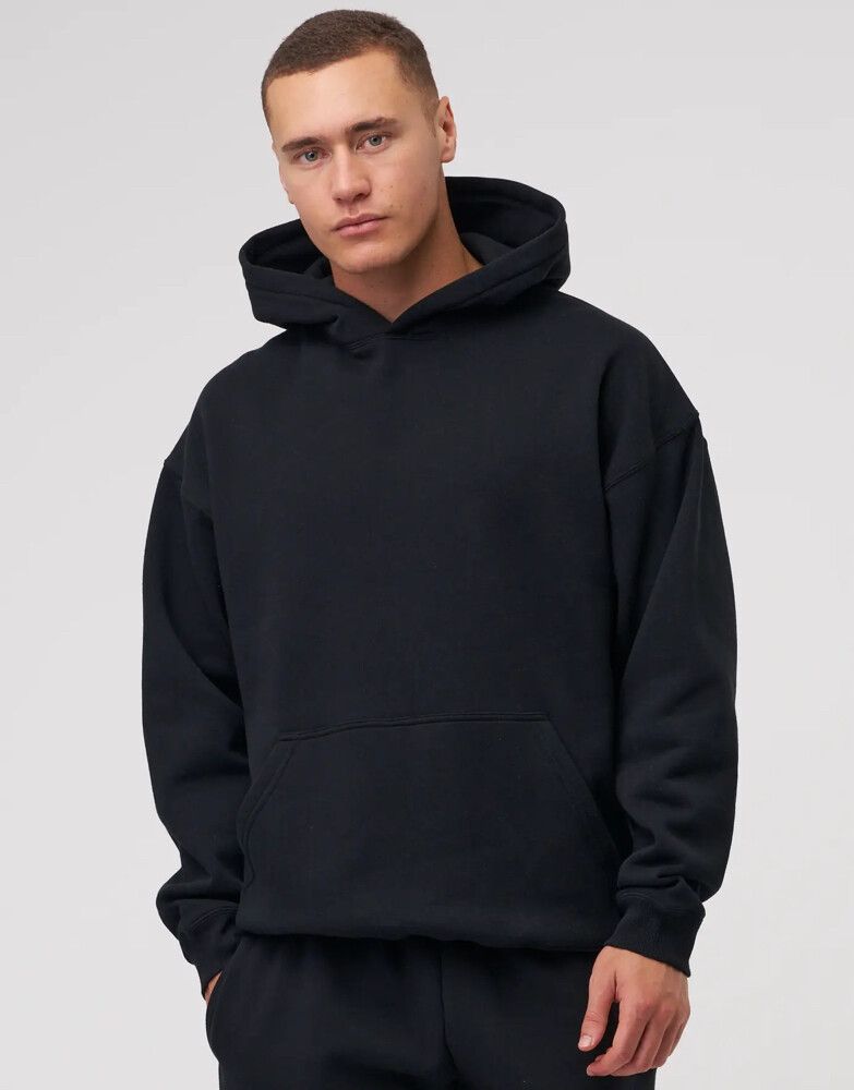 OVERSIZED HEAVYWEIGHT PLAIN HOODIE IN BLACK