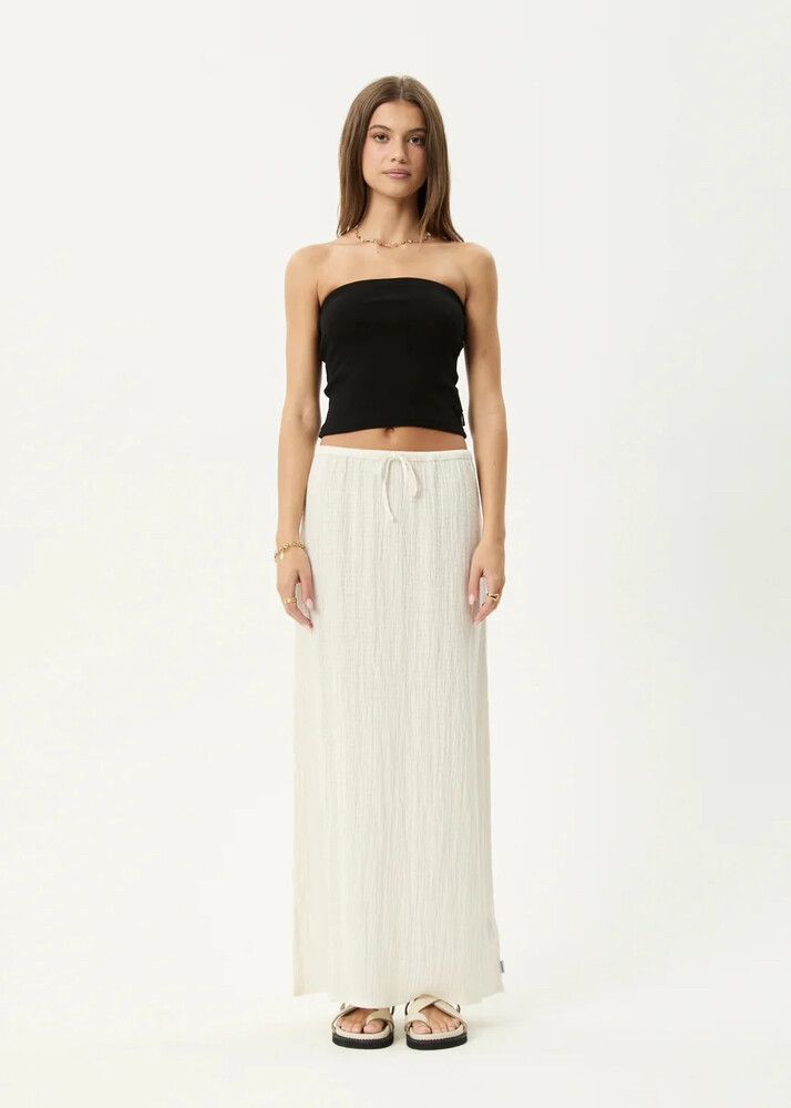 Afends Focus Seesucker Maxi Skirt - White