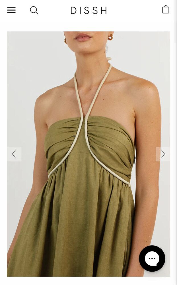DISSH - Dissh Gina Olive Linen Midi Dress on Designer Wardrobe DISSH - Dissh Gina Olive Linen Midi Dress on Designer Wardrobe