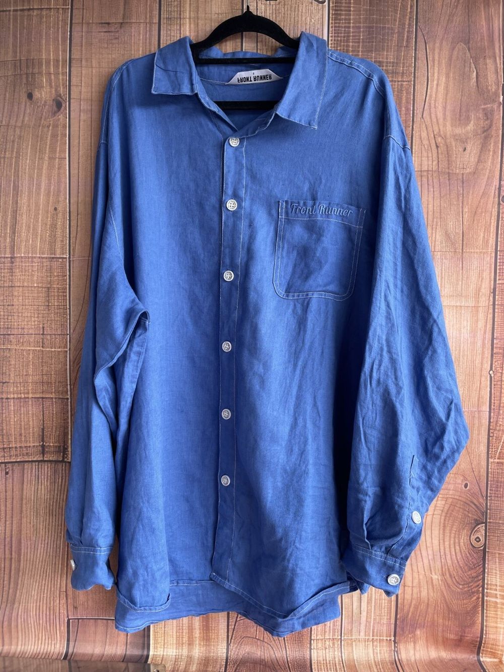 Front Runner Designer Bright Blue 100% Linen Shirt - Small Adults (Over sized)