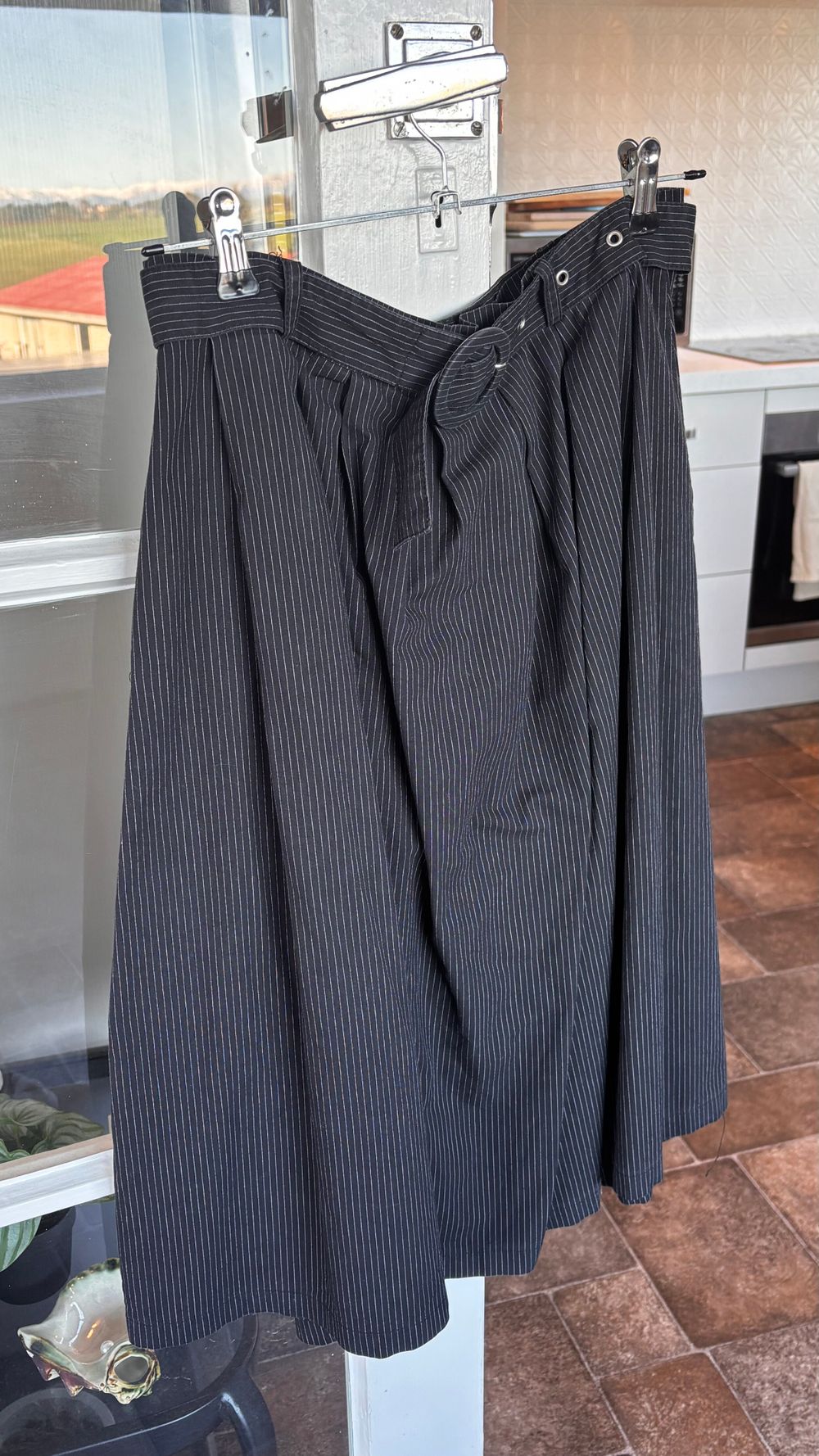 La Fée Maraboutee Black Pinstripe Skirt - Size EU 40