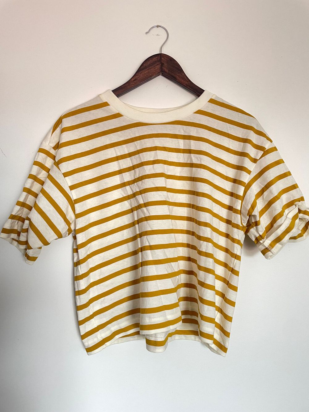 Uniqlo Cream and Gold Striped Top