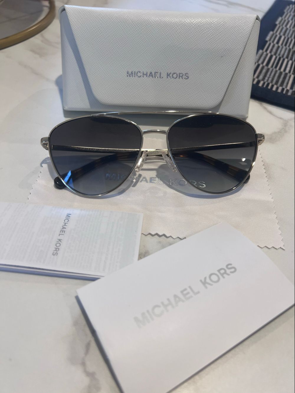 Michael Kors Silver Aviator Sunglasses (UNISEX)