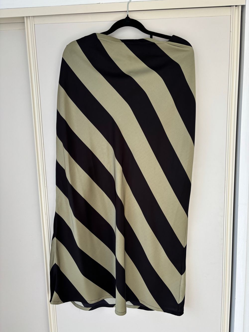 Stella + Gemma Black and sage Striped Midi Skirt