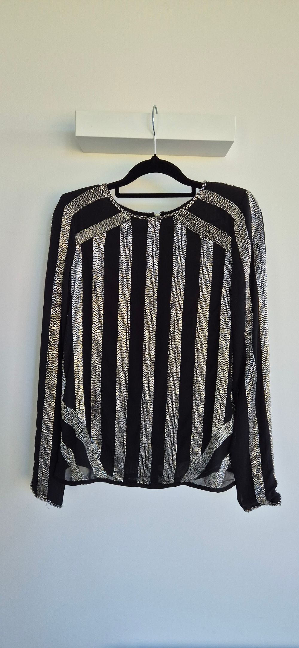 Black & Silver Sequin Polyester top with zip