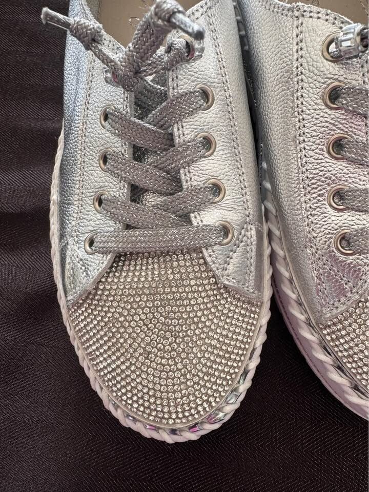 Ameise Silver Embellished Sneakers