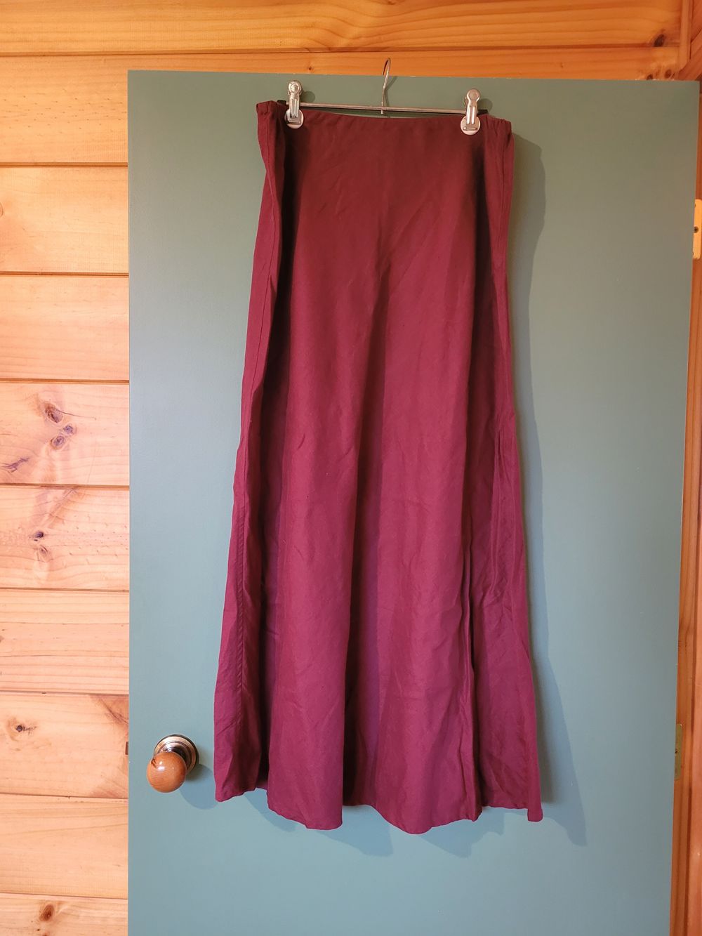 Annie (Found Store) Burgundy Linen Skirt Bias Cut