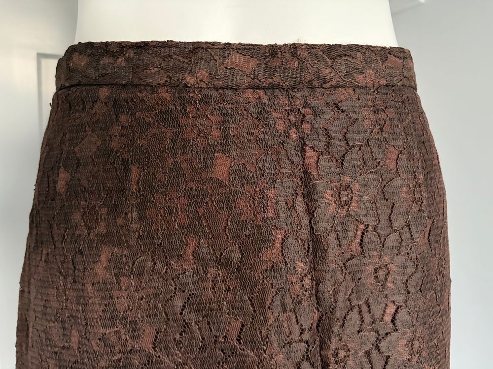 Brown Lace Pencil Skirt