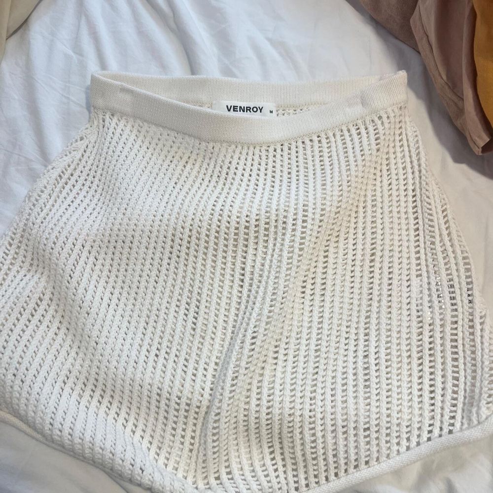 Venroy White Knit Shorts