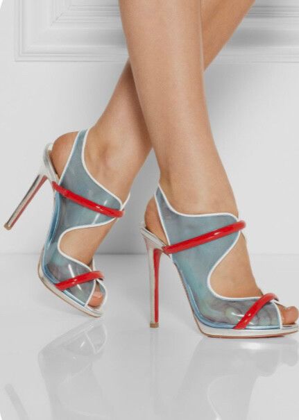 CHRISTIAN LOUBOUTIN Aqua Ronda Leather and PVC Sandals
