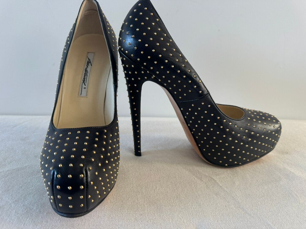 Brian Atwood Black Studded Platform  Heels