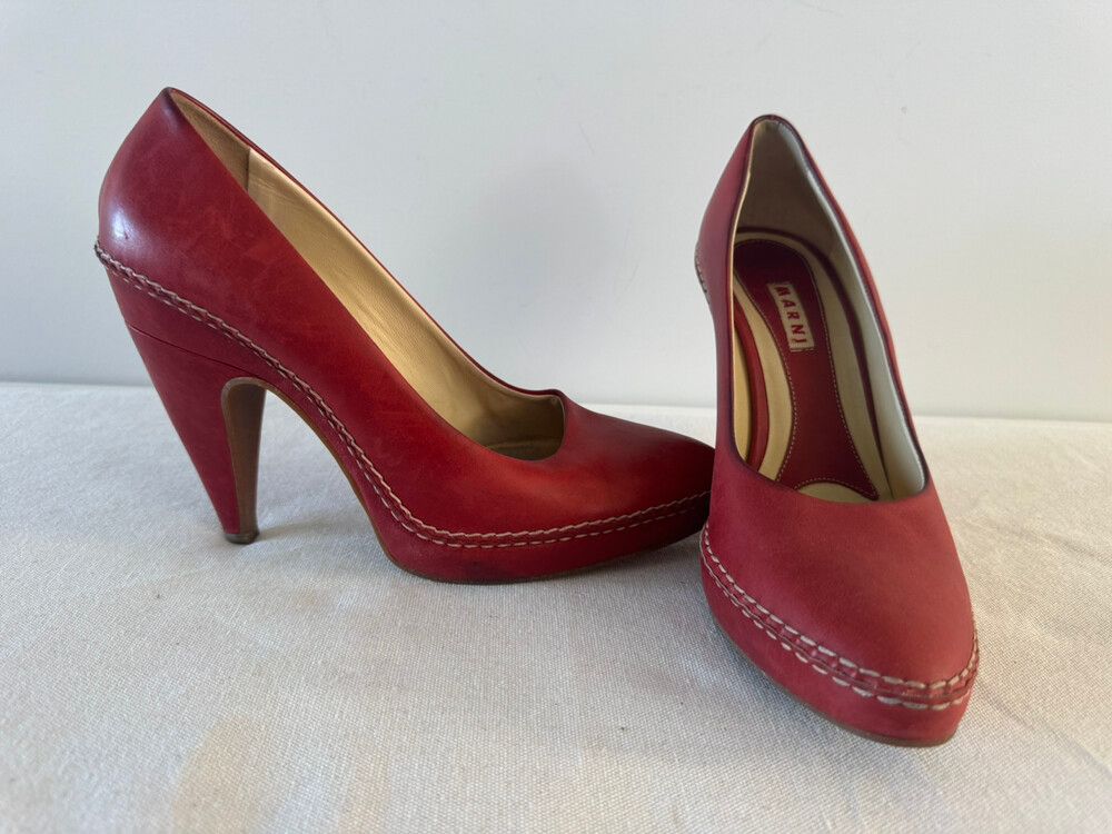 Marni Red Leather Heels Size 39