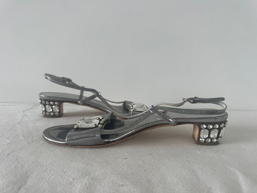 Miu Miu Silver Jewelled Heels