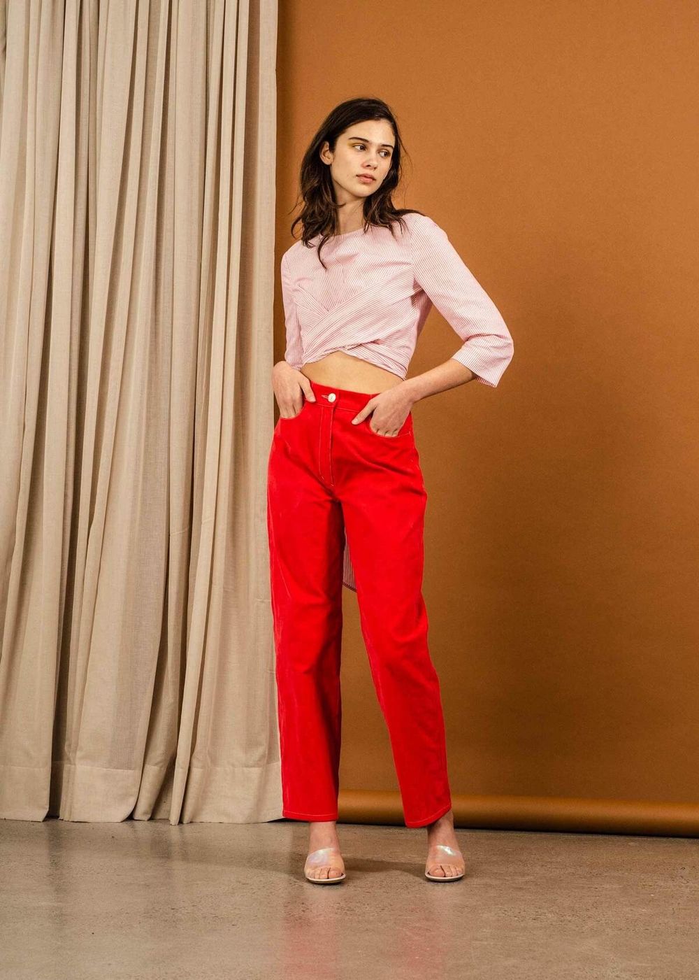 Penny Sage Red Cord Jeans