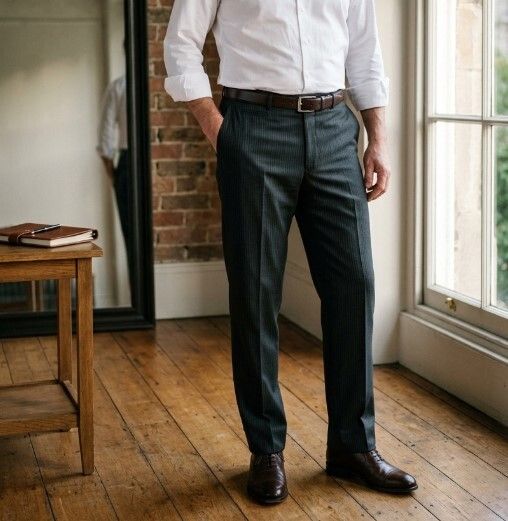 BARKERS "CONSISTENT FIT" PINSTRIPE PURE WOOL DRESS PANTS MEN M W32 L30 EXCELLENT CONDITION