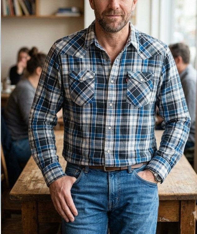 LEVIS' Flannel Plaid Check Work Shirt XXL – Excellent  – RRP $140