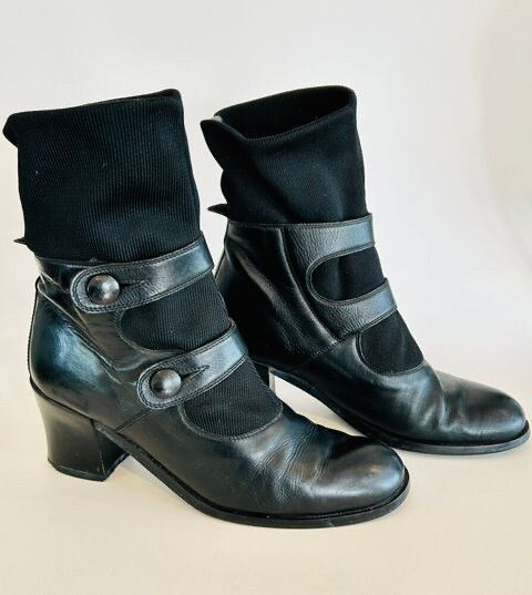 Vintage Leather Ankle Sock Boots