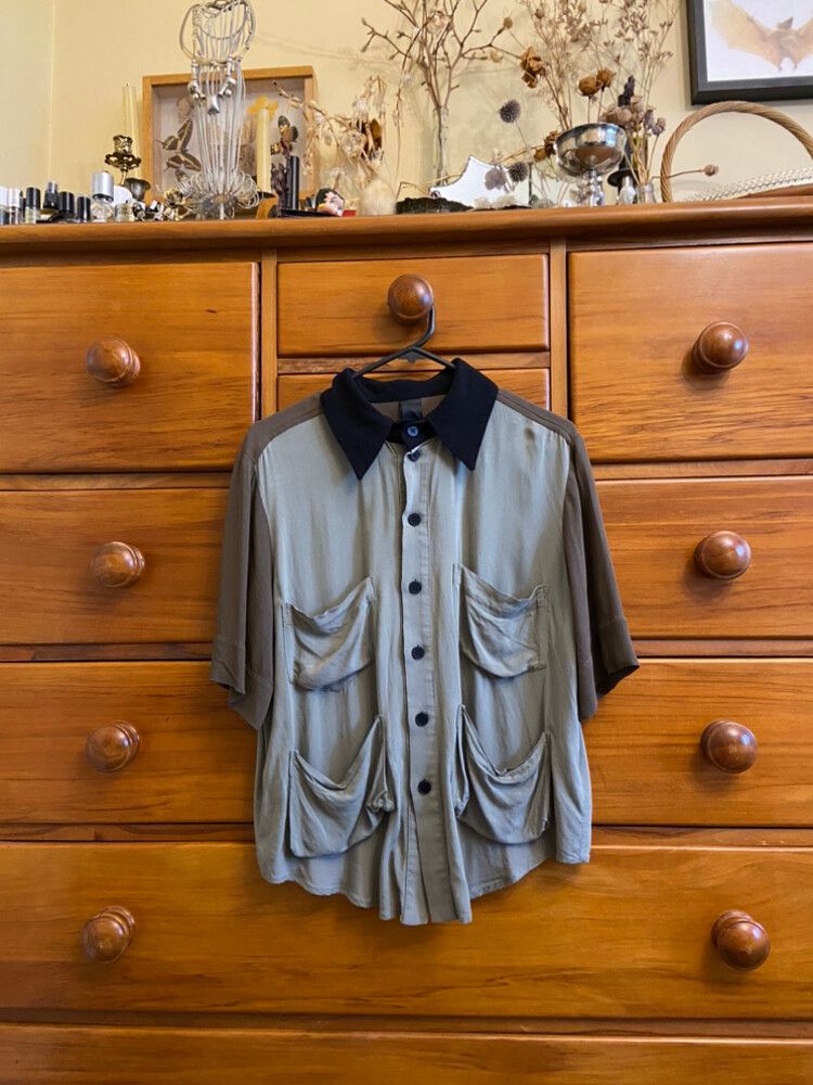 Nom*d Green Brown Panelled Shirt