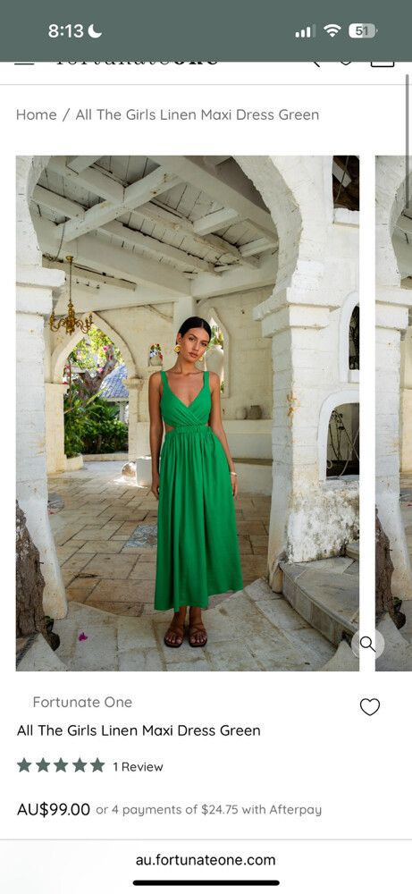 Fortunate One All The Girls Linen Maxi Dress Green