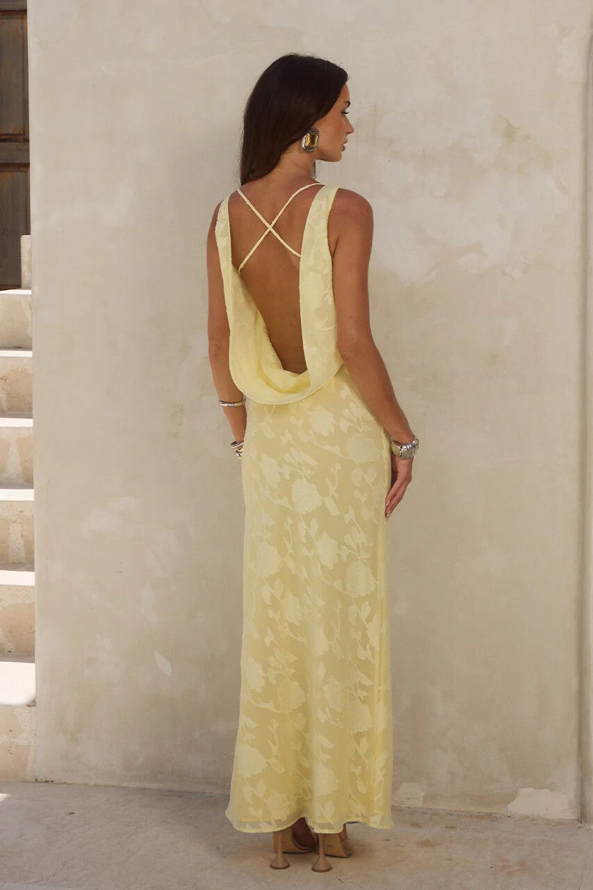 Runaway The Label - Runaway Yellow cowl back dress sz 10 on Designer Wardrobe Runaway The Label - Runaway Yellow cowl back dress sz 10 on Designer Wardrobe