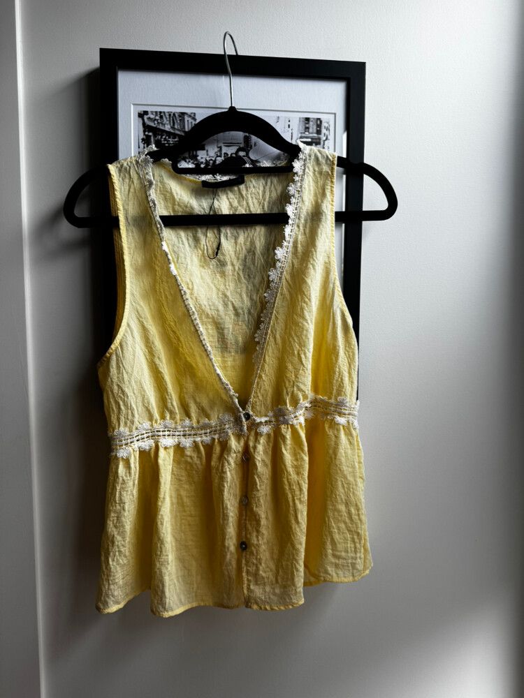 Zara Yellow Lace Trim Tank Top