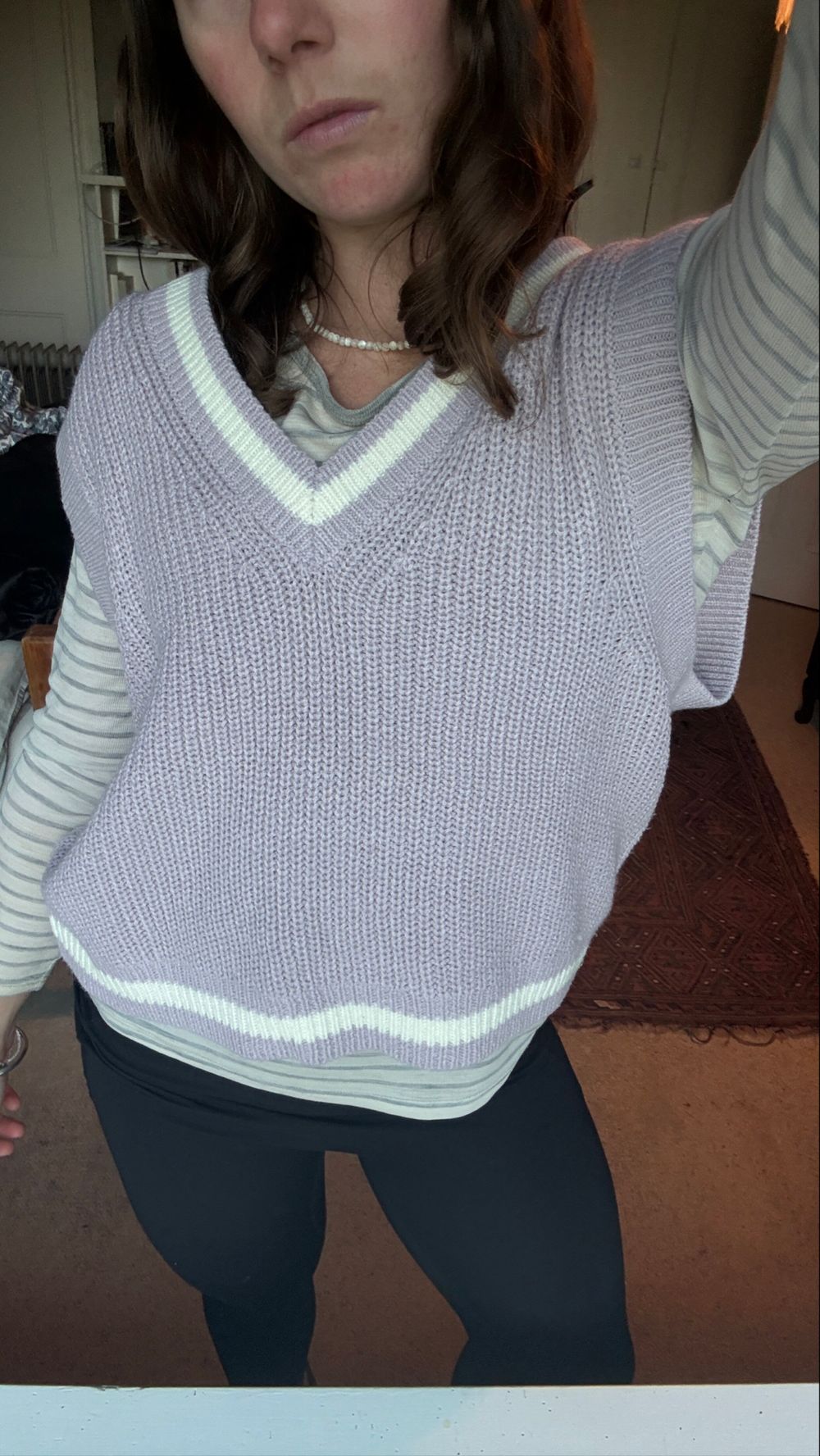 Purple Knit V-Neck Vest