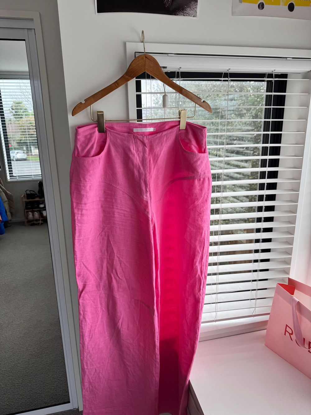 Natalie Rolt Pink Wide Leg Linen Pants