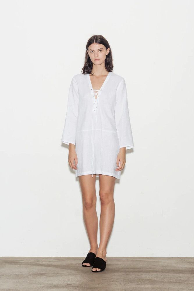 matin linen dress ATHENA cross back linen dress