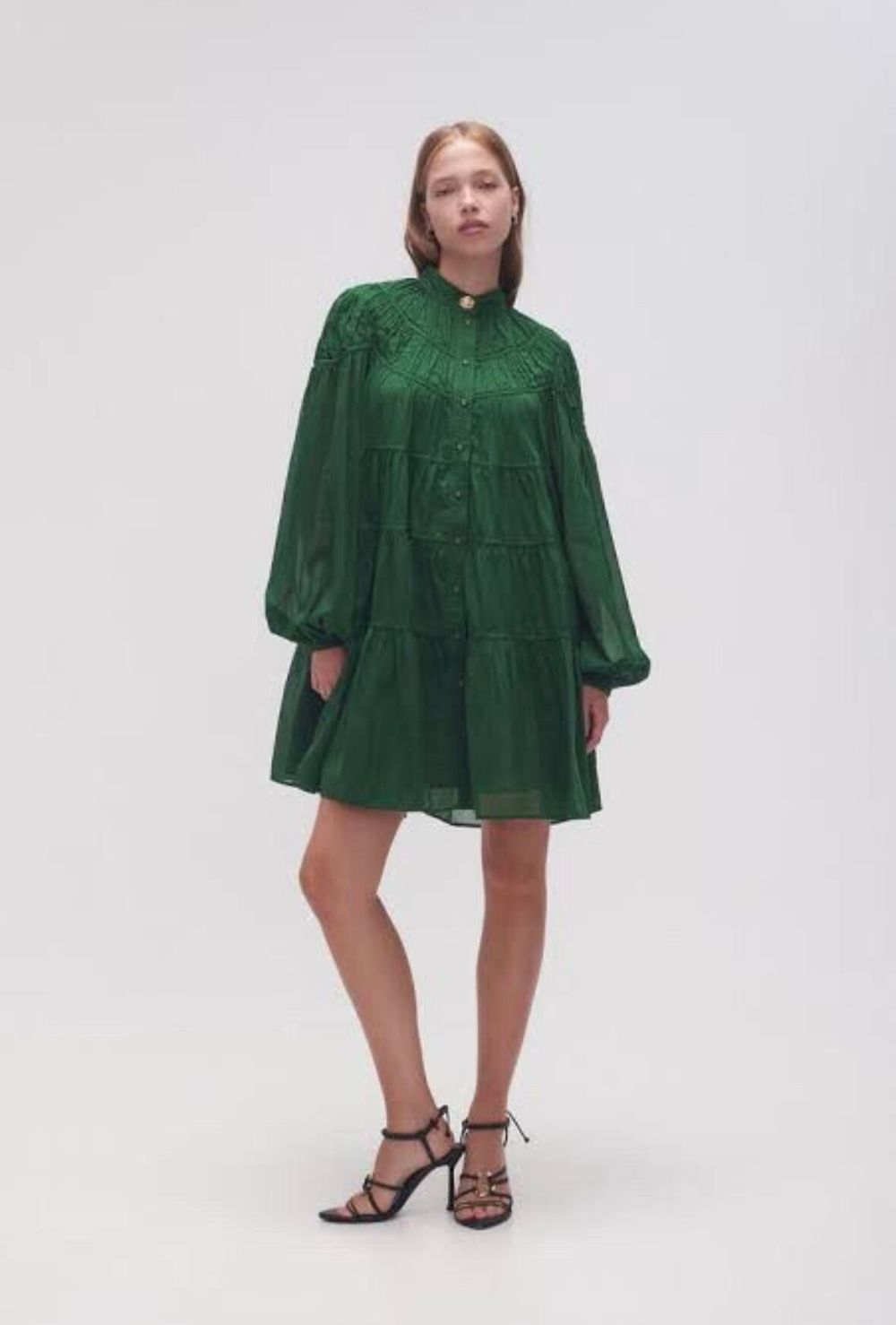 Aje Erika Green Tier Mini Dress
